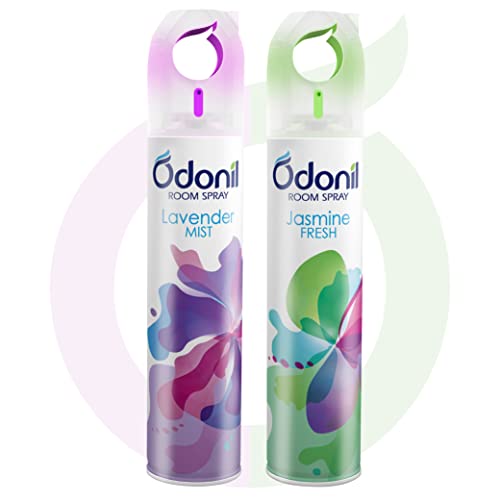Odonil Air Freshener Room Spray – 440 ml Combo (Pack of 2, 220ml each) | Lavender Mist & Jasmine Fresh | Nature Inspired Fragrance for Home & Office | Long Lasting Fragrance | Instant Freshness