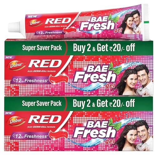 Dabur Red Bae Fresh Gel – 600gm (300gm*2) | Fights Bad Breath, Cavity Germs and Plaque | 12hr Freshness | Activ Germ-Kill formula