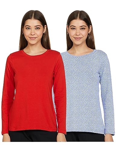 Amazon Brand - Symbol Women's Regular Fit T-Shirt (SYM-AW22WTE-002_Red & Violet M)