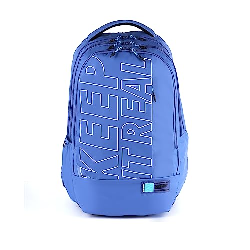 Gear Keep It Real 40L Large Water Resistant School Bag/Casual 5 Compartment Backpack/Daypack/Travel Standard Backpack/Kids Bag/College Bag For Boys/Girls/Men/Women (Blue-White)