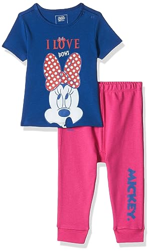 Amazon Brand - Jam & Honey Baby Girls Disney T-Shirt + Jogger 2 Piece Clothing Set||100% Cotton Playful Prints