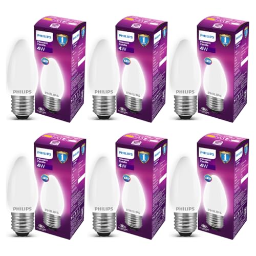 Philips 4-watt Filament Candle LED Bulb | Diffused Candle Bulb for Home & Decoration | Bulb Base: E27, Cool White | Pack of 6