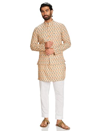 Amazon Brand - Symbol Cotton Men's Kurta Bundi Pant Set_Sy-A23-Mna-Bmkp-333_Beige_Medium