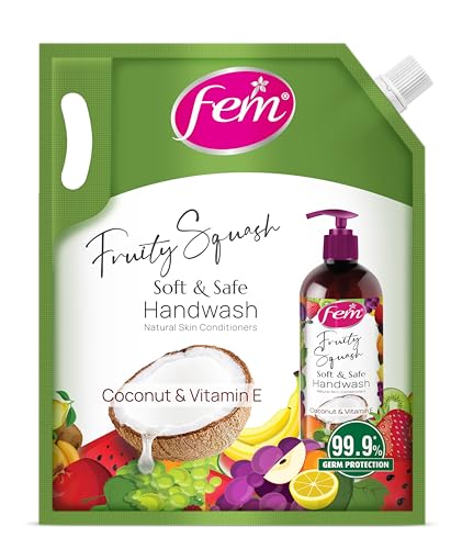 DABUR Fem Fruity Squash Soft & Safe Handwash – 1500Ml | Germ Protection | Enriched With Goodness Of Coconut Milk & Vitamin E | Long Lasting Fragrance