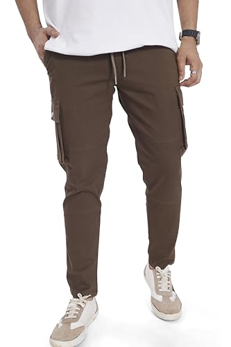 DIVISIVE Men's Cotton Cargo Pants (DCR105_34_Taupe)