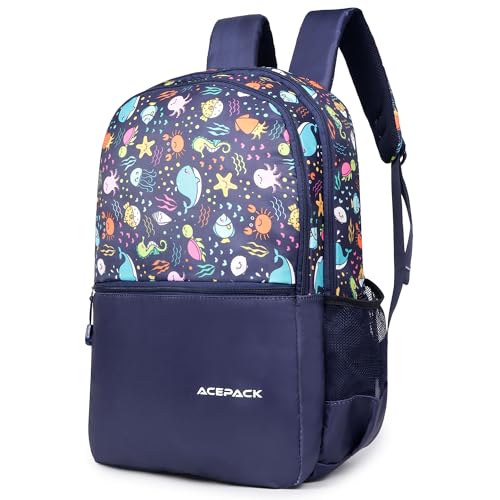 ACEPACK Shine Kids’ 21.6L Backpack – Lightweight & Durable School Bag with Breathable Mesh Padding, Adjustable Straps & Fun Design (Dark Blue)