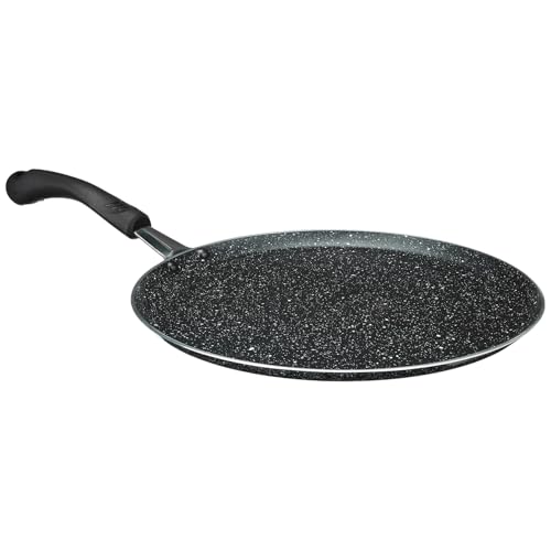 Amazon Brand – Solimo Granite Dosa Tawa – 30 cm | Non-Stick | 2.8 mm Thick Base | Induction & Gas Compatible | Durable 2-Layer Metallic Finish | Dishwasher Safe | Black
