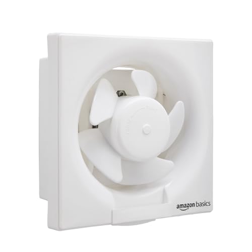 Amazon Basics Ventilation 10″ Fan | 40W | 5 Blades | 250 mm Sweep | 3.2 dB Low Noise | Window Mount | Wall Switch Control | White Plastic