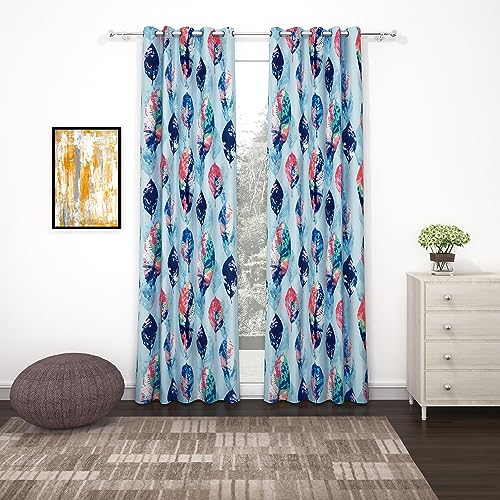 MollisHomes Curtain Door – Raga Curtains Door Curtains 7 Feet for Home and Living Room |Abstract| Aqua Blue| Polyester, Pack of 2