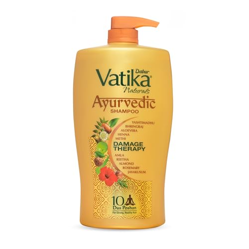 Dabur Vatika Ayurvedic Shampoo for Hair fall Control and Damage free Strong and Shiny hair – 1L
