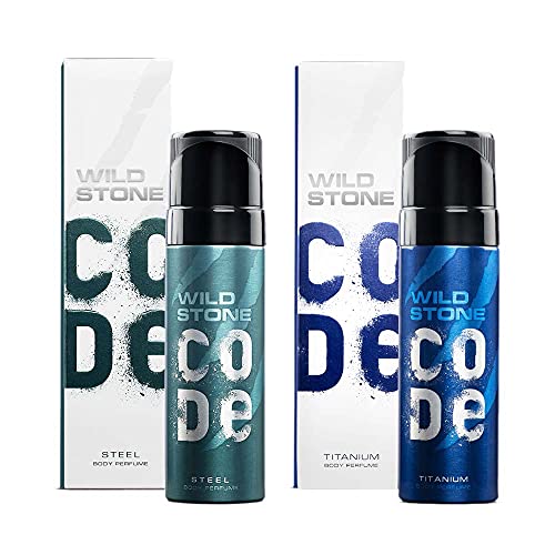 WILD STONE CODE Steel And Titanium Long Lasting No Gas Body Perfume For Men, Pack Of 2 (150Ml Each) - Spray