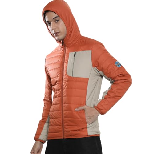 The Indian Garage Co Men Orange Slim Fit Solid Puffer Jacket