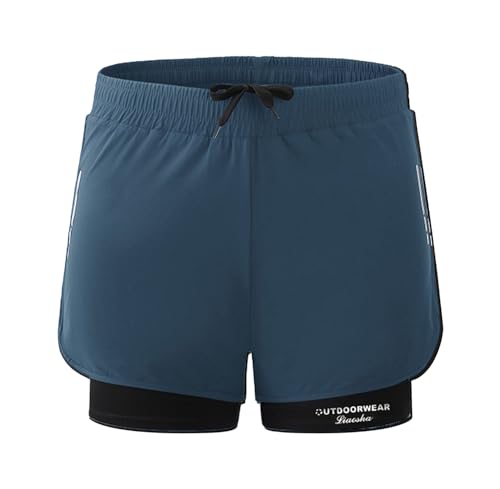 Cockatoo AM444-2 in 1 Men’s Workout Running Shorts, Active Wear Men,Blue,Size:3XL
