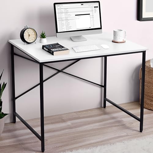 ABOUT SPACE Office Table – Study Table for Students, Adults Work Table for Home – Laptop, Desktop, Gaming, Computer Table with Spacious Tabletop (White -L 91 x B 60.5 x H 75cm)- Engineer Wood – Matte