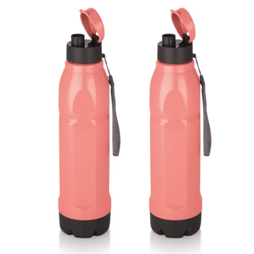 Attro Sky Procool 800 Super PU Insulated Hot & Cold Water Bottle, Portable & Leak-Proof Flip Top Cap, Easy to Cary Use for Travel, Office, School & Gym, 670ml - Pink Set of 2