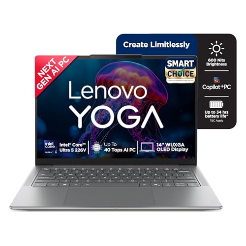 Lenovo Yoga Slim 7 (Smartchoice) Aura Edition, Intel Core Ultra 5 226V, 16GB RAM, 1TB SSD, WUXGA OLED, Copilot+ AI PC, 40 TOPS, 14"/35.5cm, Windows 11, Office 2024, Grey, 1.19Kg, 83JX005FIN, AI Laptop