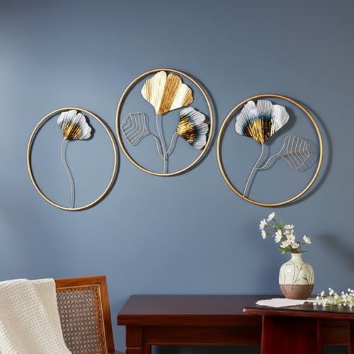 Amazon Brand Solimo Set of 3 Handcrafted Iron Ring Multicolor Wall Décor – Rustic Elegance|42L x 2.0W x 13H cm