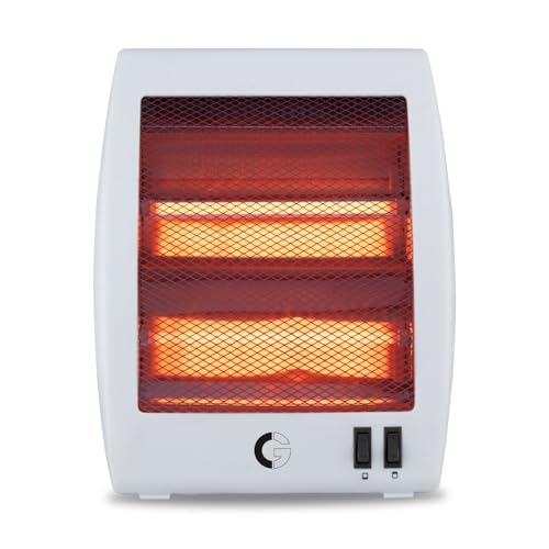 CG Norris 800W 2Q Quartz Room Heater | 2 Heat Settings | Tip Over Safety Switch | Noiseless Operation | Ideal for Rooms up to 150 sqft | White