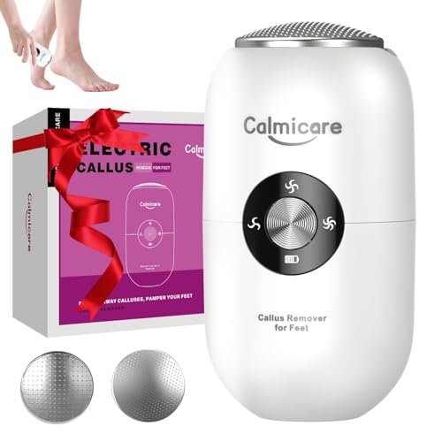 Callus Remover for Feet Electronic, Rechargeable Foot Scrubber for Dead Skin Cracked Heels, 2 Stainless Steel Heads with 3 Speeds, IPX6 Waterproof Pedicure Calluses Machine