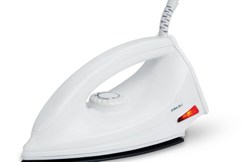 Bajaj DX-6 1000 Watts Dry Iron | Advance Soleplate And Anti-Bacterial German Coating Technology | Thermol Fuse Safety | Auto Shut-Off | Cool Touch Body | 2 Yr Warranty 【White】