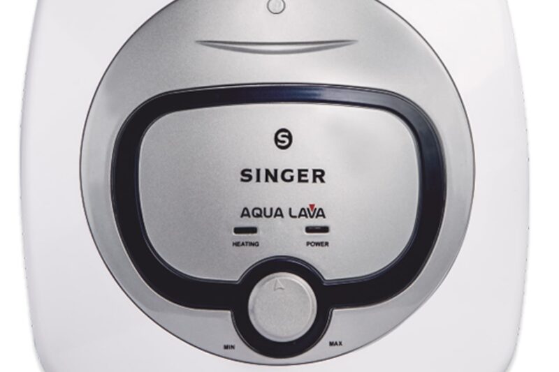 SINGER Aqua Lava 15 L Glass Line Storage Water Heater (Geyser) | With Free Inlet & Outlet Pipe | 5 Star Energy Saving | 2000W Heating | 8 Bar Pressure | 5-Level Safety | ISI Certified | White & Silver