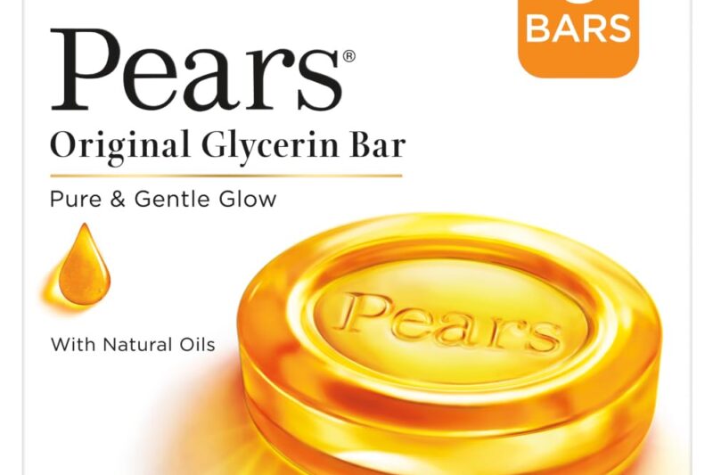 Pears Original Glycerin Soap Bar – Pure & Gentle Glow | With 98% Pure Glycerin | For Hydration & Glow | With Plant Based Cleanser for Skin & Body | Paraben-free | 125gms x 8
