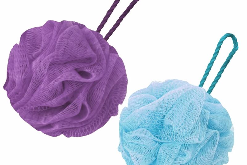 GUBB Lux Bath Sponge Loofah – Soft & Fluffy With Multiple Layers of Fibrous Matrix For A Fun Shower Time | Loufa/Luffa/Lufa/Poof/Pouf – Perfect Loofahs/Loofas for Men and Women | Bathing Scrubber For Body – 2 Loofahs,- Lilac & Arctic