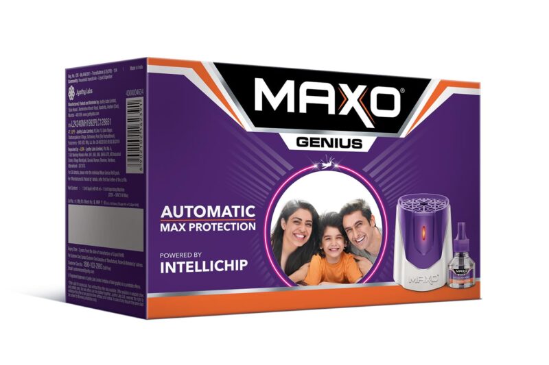 Maxo Genius Liquid Vaporizer Combo (Machine + 1 Refill Liquid 45ml)|India’s 1st Automatic Machine with INTELLICHIP Feature|Maximum Protection Against Dengue,Malaria Causing Mosquitoes -2X Protection
