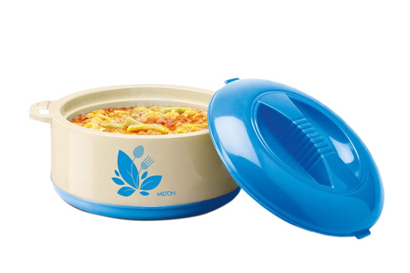 Milton Orchid 1000 Inner Stainless Steel Serving Casserole with Lid, PU Insulated Kitchen Hot Pot, Keeps Food hot & Fresh for Roti, Biryani, 790 ml, Blue