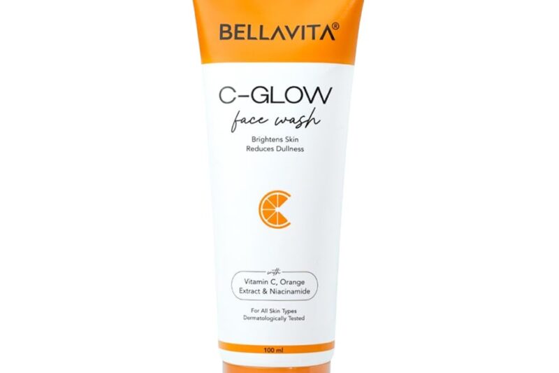 BELLAVITA C-Glow Vitamin C Face Wash with CICA & Green Tea | Bright & Glowing Skin | Reducing Dullness | All Skin Types | pH Balanced | Brightening Formula for Men and Women | 100 ml