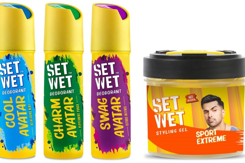 Set Wet Deodorant Spray Perfume, 150ml (Cool, Charm and Swag Avatar Pack of 3) and Hair Gel Ultimate Hold, 250ml for Men
