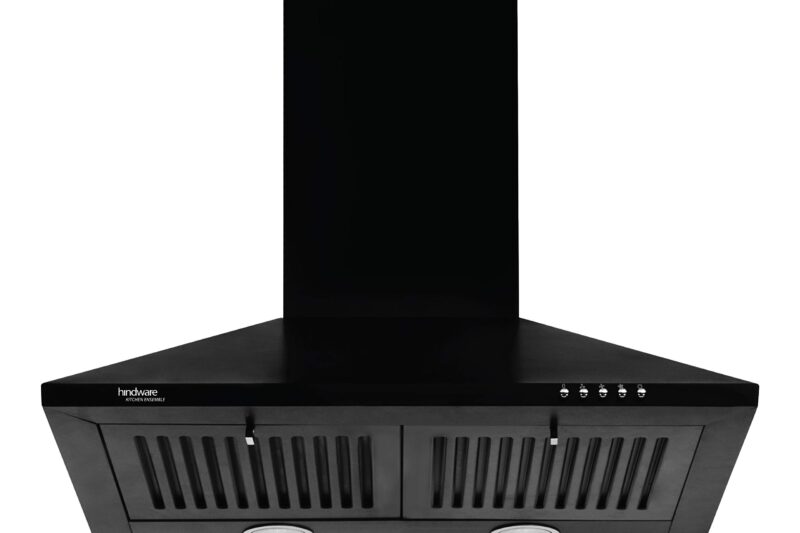 Hindware Smart Appliances | Marvia 60 cm Chimney | 1000 CMH | Pyramid | Push Button | Efficient Dual LED Lamps and Double Baffle Filter | 5 Yrs Warranty on Motor & 2 Yrs on Product (Black)