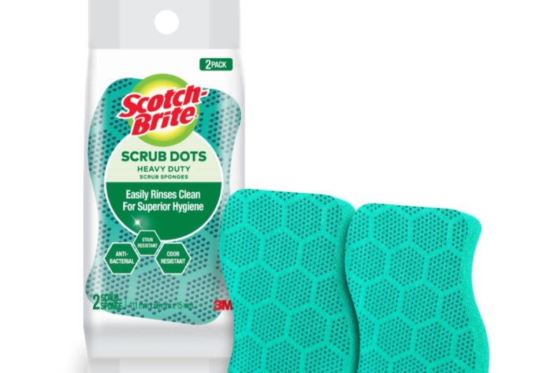 Scotch-Brite Heavy Duty Scrub Dots for Powerful Scrubbing, Suitable for Iron Cast, Stainless Steel & Non-Coated Cookware, Rinses Clean and Stays Odor Free (2 Pieces)