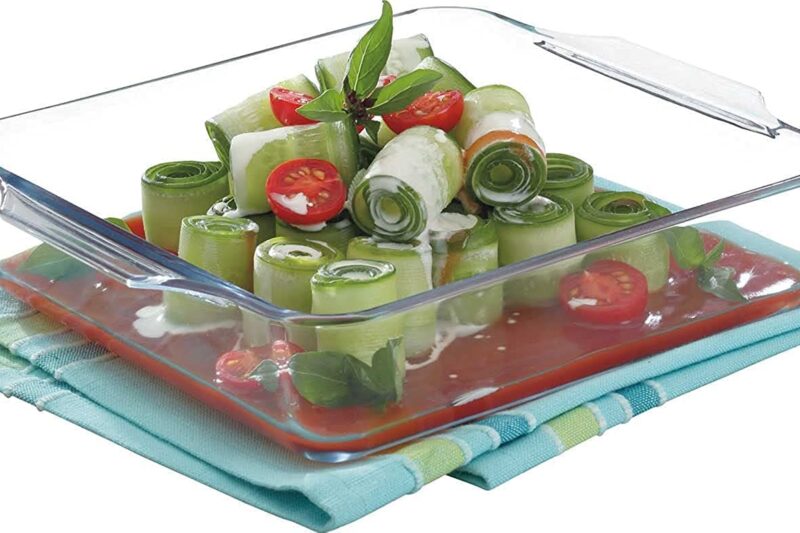 Signoraware Bake ‘N’ Serve Square Bakeware Safe and Oven Safe Glass Dish Tray | Borosilicate Glass Bowl Container | Microwave Oven Safe Baking (1100ml, Set of 1, Clear)