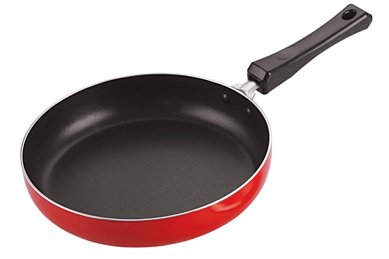 Nirlon Non-Stick Fry Pan Bakelite Handle, Virgin Grade Aluminium, PFOA Free, 20cm, 1.1 Litre, Red(Compatible with All Gas & stovetops Only)|26mm Classic_FP10