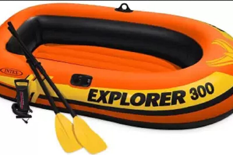 Intex Explorer 300 Boat Set Inflatable Kayak Water Raft (Orange)