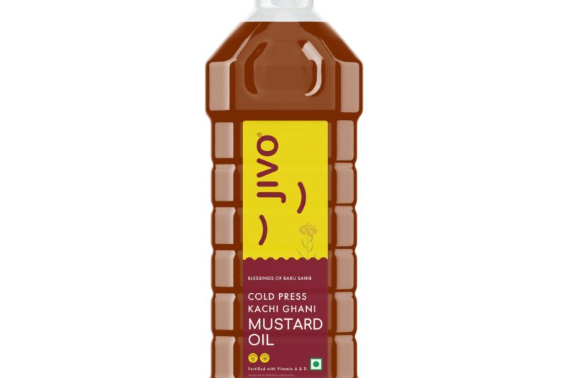 JIVO Cold Pressed Kachi Ghani Chemical Free Mustard Daily Cooking Oil, 1 Litre | Recommended for Roasting, Frying, Baking All type of Cuisines |