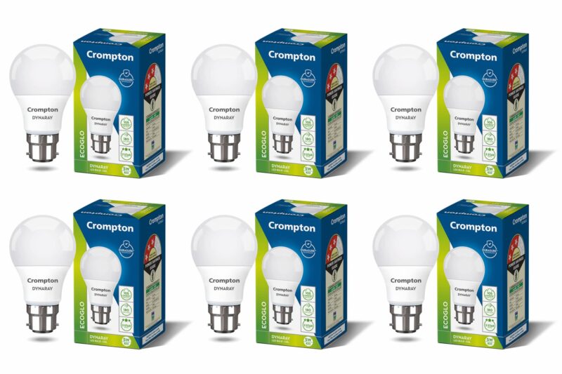 Crompton Dyna Ray 5W Round B22 LED Cool Day Light Pack of 6