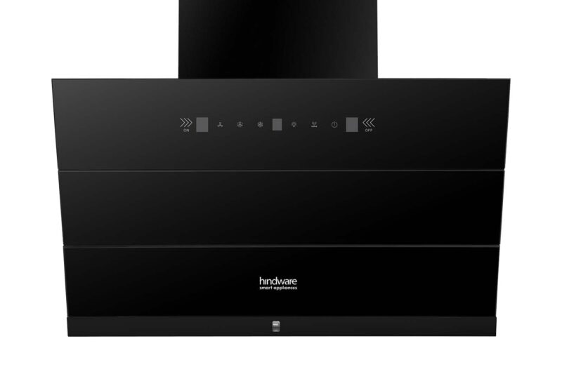 Hindware Smart Appliances | Skyla Neo 60 cm Chimney | 1350 CMH | Auto Clean | Slant Design | Filterless | Touch Control, Motion Sensor | 10 Yrs Warranty on Motor & 2 Yrs on Product (Black)