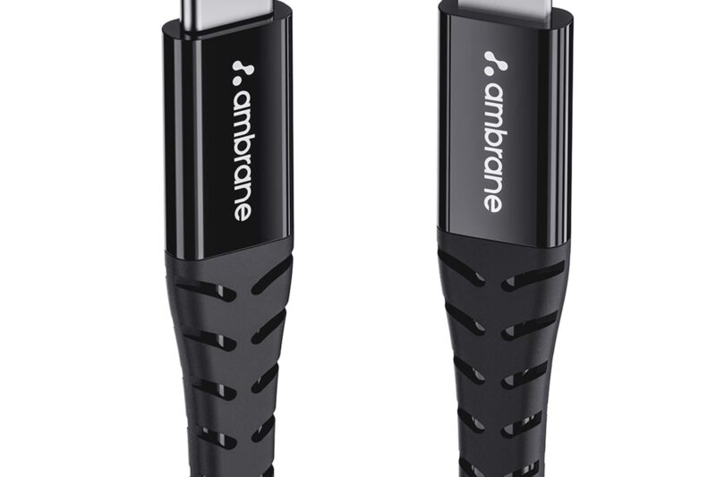 Ambrane Type-C to Lightning USB Cable, 22.5W Fast Charging, 480Mbps Data Sync Cable Compatible with iPhone, iPad, Macbook, iMac, AirPods, 1.25m (ABTL-125 Black)