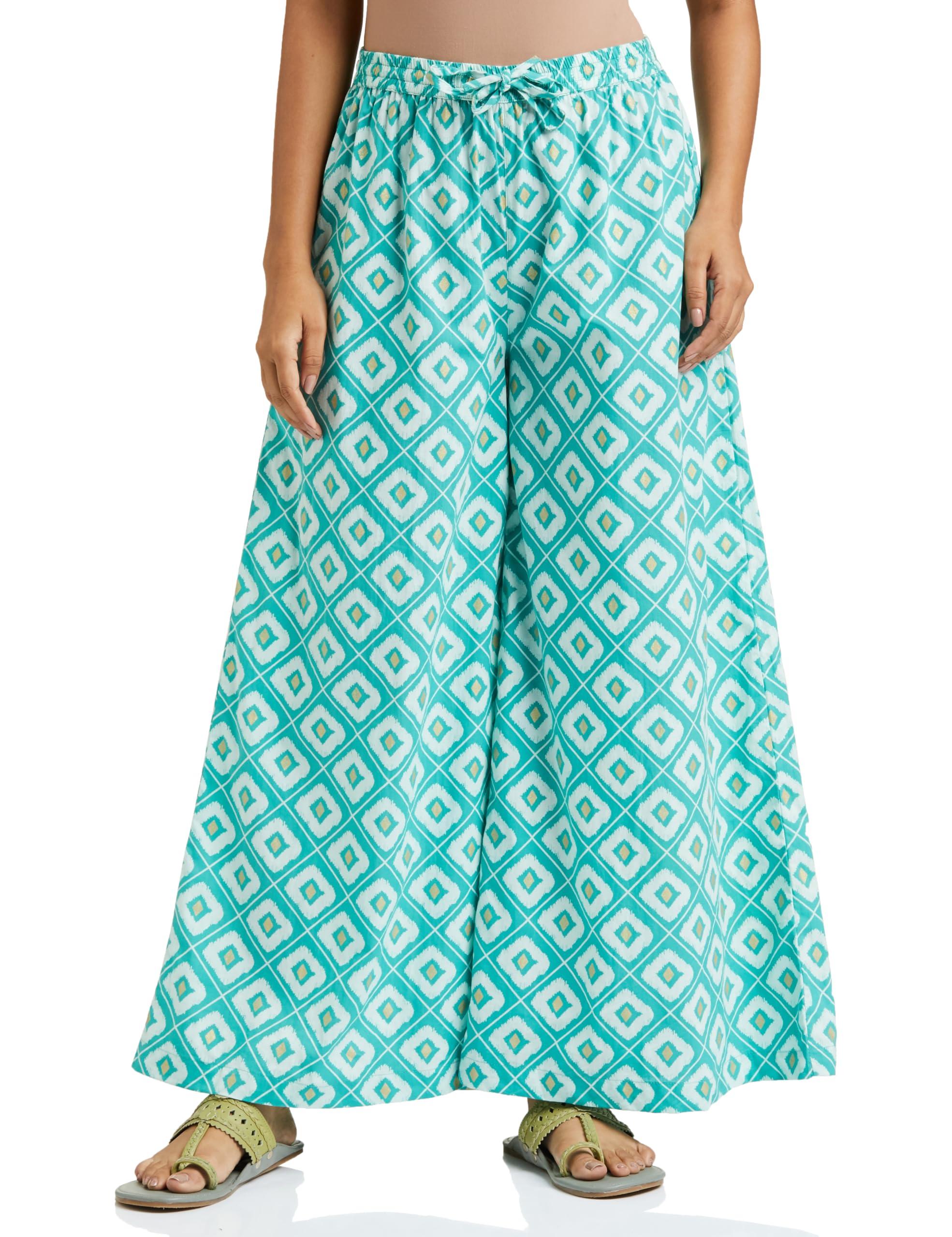 B0C3VT8WX1 Amazon Brand - Myx Women's Relaxed Cotton Flared Palazzo (Available in Plus Sizes)