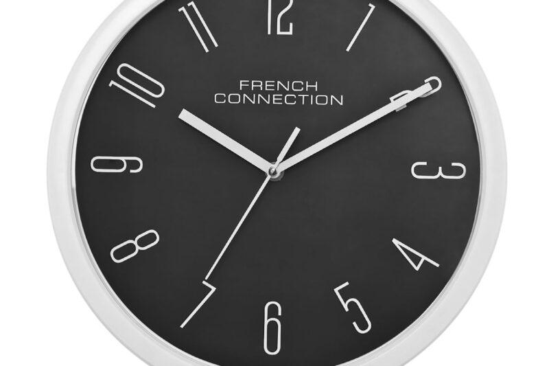 French Connection Plastic Stylish Analog Wall Clock for Home with Dark Grey Dial – Size: 12 Inches – Fcwc07-B