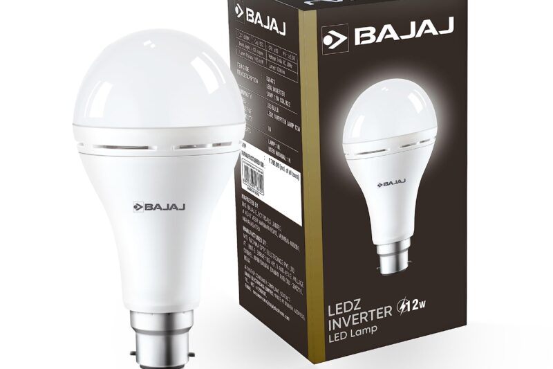 Bajaj LEDZ 12W Rechargeable Emergency Inverter LED Bulb | Cool Day Light | Upto 4 Hours Battery | B22D | 1 Year – Warranty (Pack of 1, White)