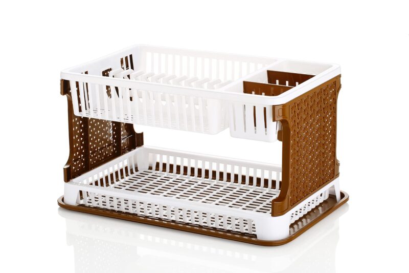 Buy Attro Lenova Utensil Basket-Stylish and Durable Plastic Kitchen Organizer Rack Cutlery Utensil,Simple Assembly, Fruits and Vegetable Drying Drain and Storage Stand with Water Storing Tray-Brown Online at Low Prices in India – Amazon.in