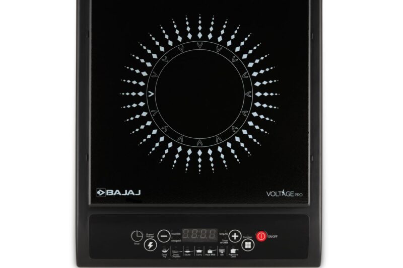 Bajaj Splendid 120TS 1200 Watts Tempered Glass Induction Cooktop With Tact Switch | Stove Comes With 7 Pre-Set Menus | Digital LED Display | 1 Year Warranty 【Black & White】