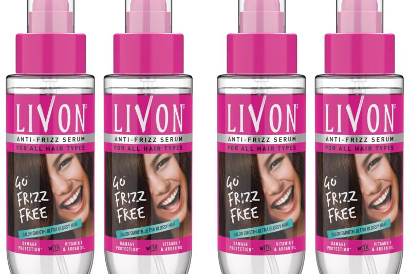Livon Hair Serum For Women | All Hair Types | Smooth, Frizz-Free & Glossy Hair | With Argan Oil & Vitamin E | 100 Ml (Pack Of 4)