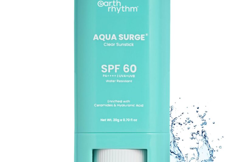 Earth Rhythm Aqua Surge Hydrating Sunstick SPF 60 PA++++. Ceramides & Hyaluronic Acid. No white Cast. No Parabens, Vegan.