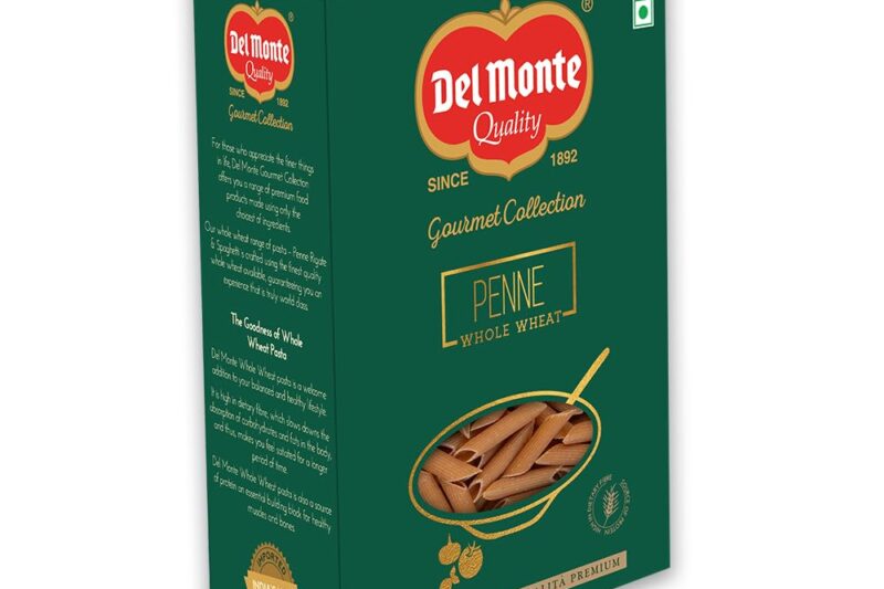 Del Monte Whole Wheat Penne Pasta, 500g | 100% Whole Wheat | Healthy Pasta – No Maida | Gourmet Pasta | High Protein & Fibre | 100% Vegetarian, 0% Cholesterol & Trans Fat