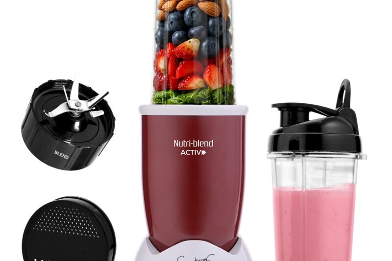 Wonderchef Nutri-blend Activ Mixer Grinder Blender, Smoothie Maker, 500W 22000 RPM 100% Full Copper Motor, 2 Unbreakable Jars, SS Blades, 2 Year Warranty, Recipe book by Chef Sanjeev Kapoor, Red