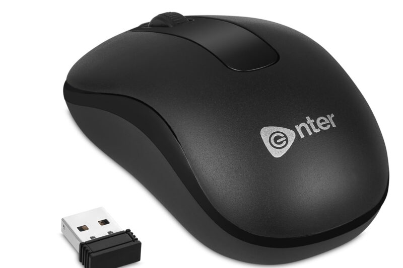 Enter Optical Scroller Wireless Mouse with 2.4GHz, USB Nano Dongle, Click Wheel, 800 DPI (Black)